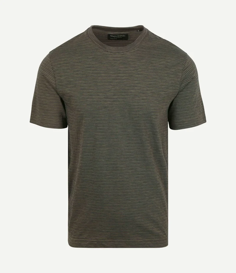T-shirt slub stripes dark green