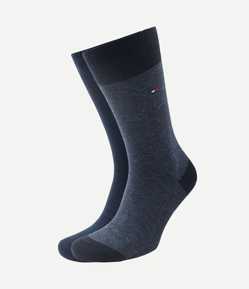 (2-pack) sokken birdseye blauw 004
