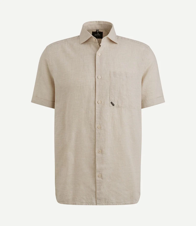 Short sleeve overhemd linnen blend ecru