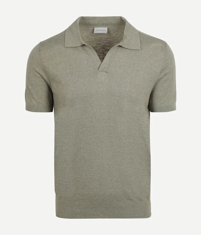 Suitable polo riva linnen groen