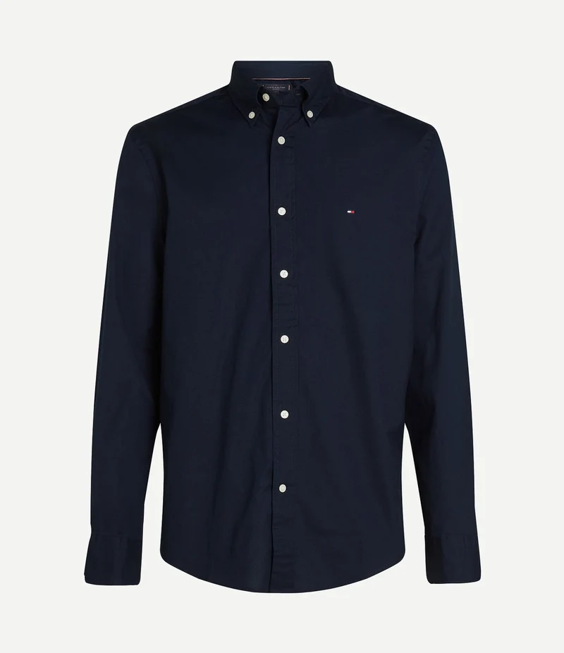 Poplin overhemd flex donkerblauw
