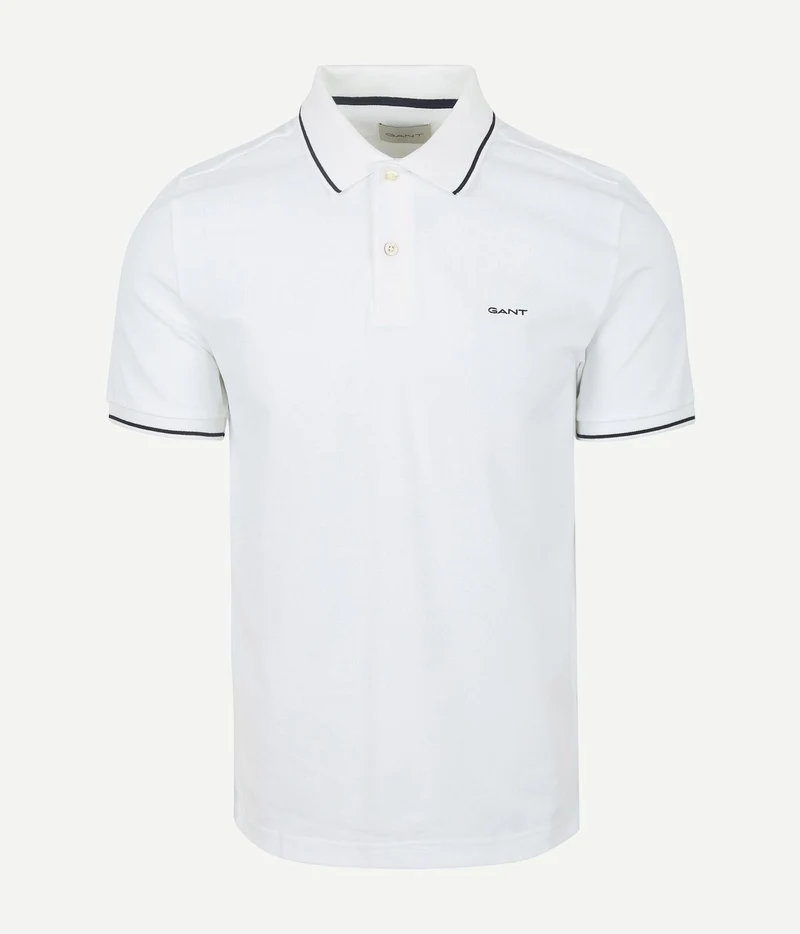 Gant tipping piqué poloshirt wit | Regular-fit
