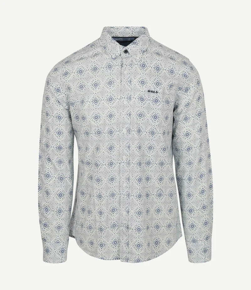 Overhemd karson linnen blend blauw