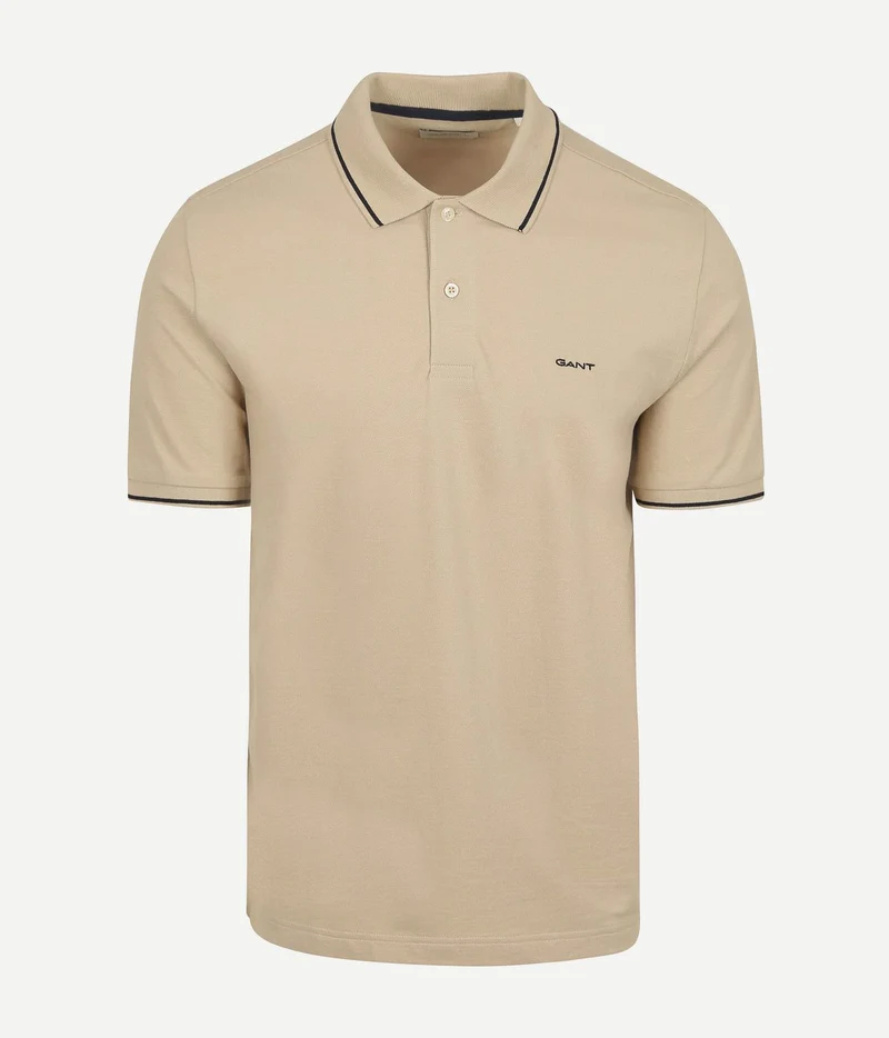 Gant tipping piqué poloshirt beige | Regular-fit