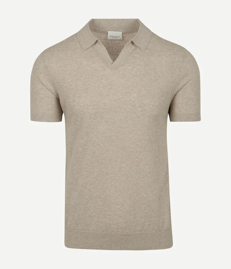 Profuomo poloshirt linen blend beige