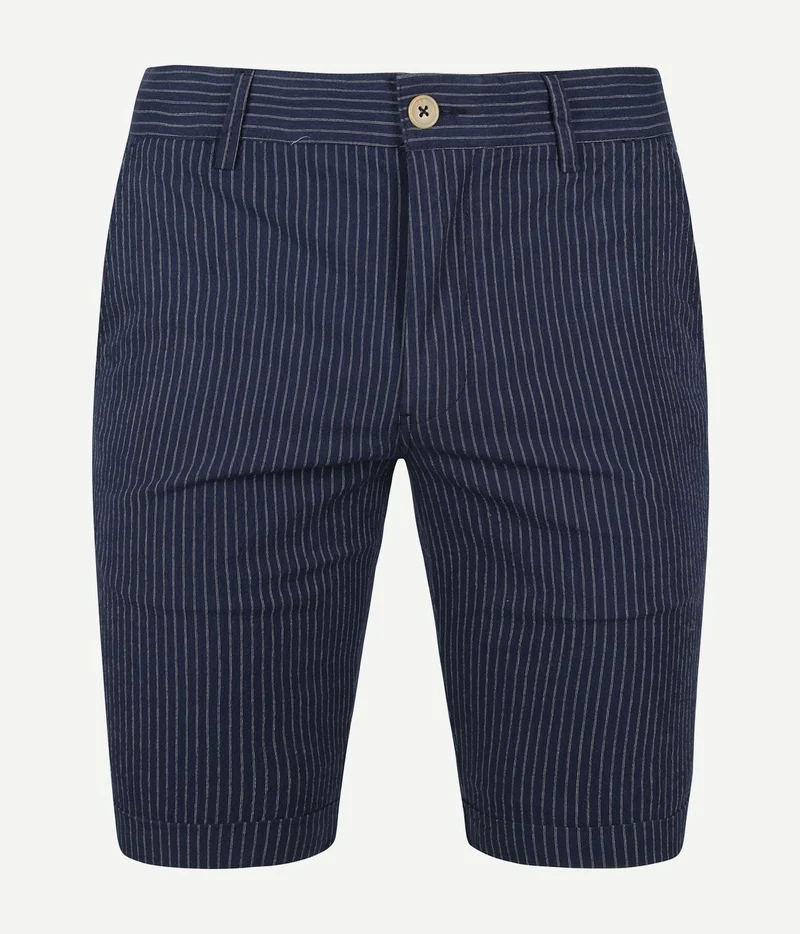 Suitable aswin short donkerblauw gestreept