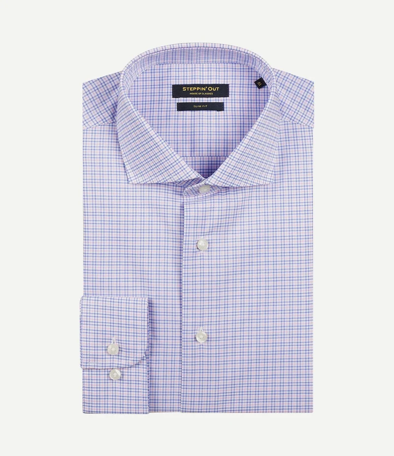 Overhemd slim-fit ruiten blauw rood