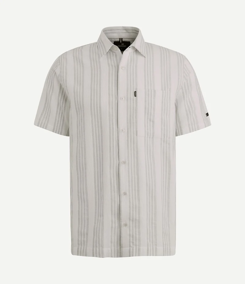 Short sleeve overhemd dobby streep groen