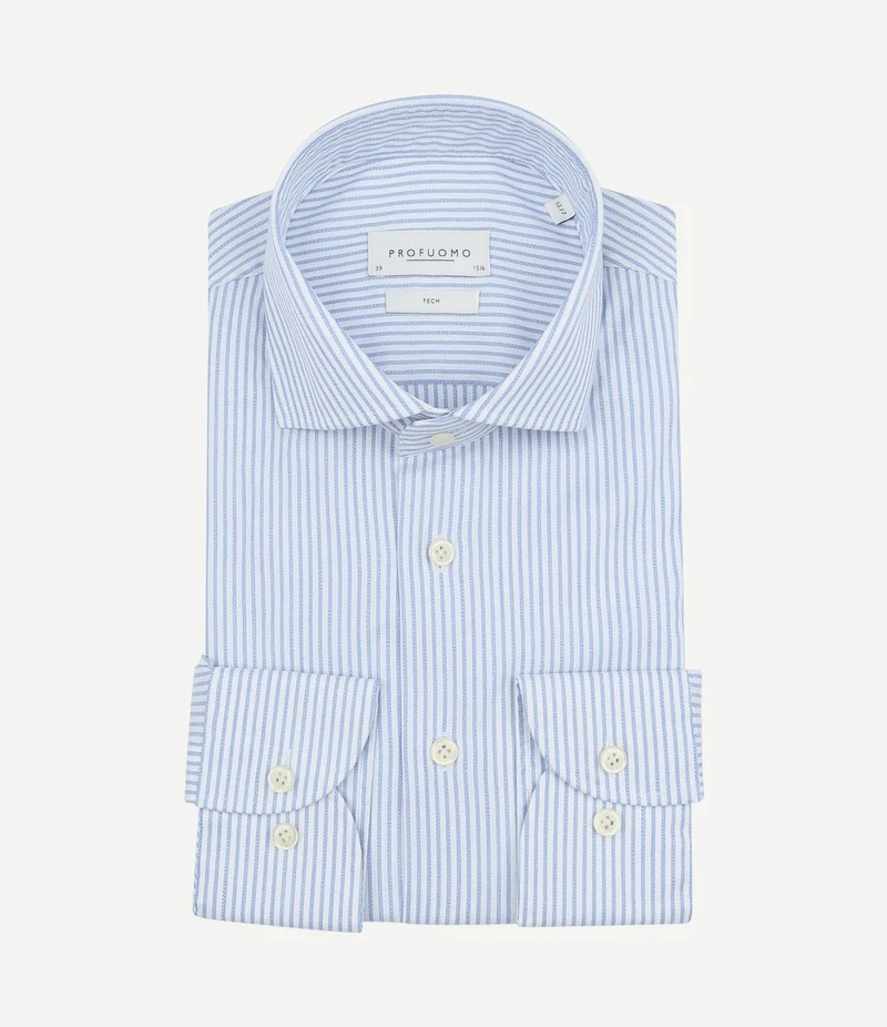 Shirt extra lange mouwen travel streep lichtblauw