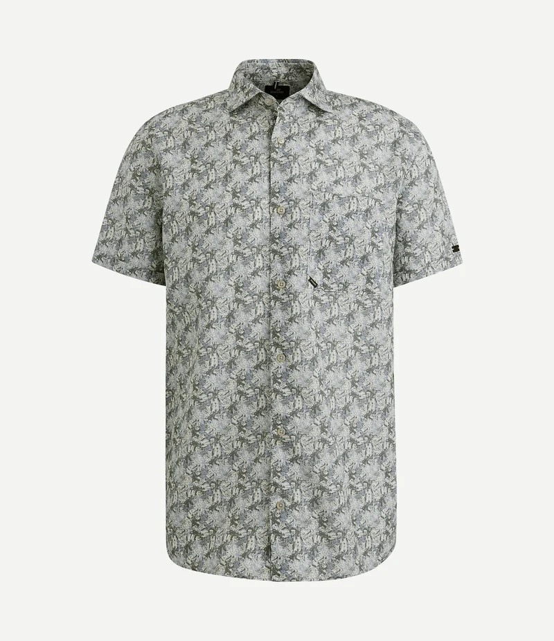 Short sleeve overhemd print blauw groen
