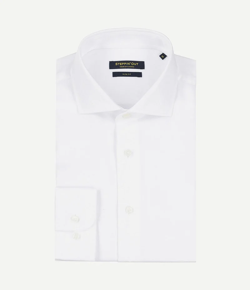 Overhemd slim-fit dobby wit