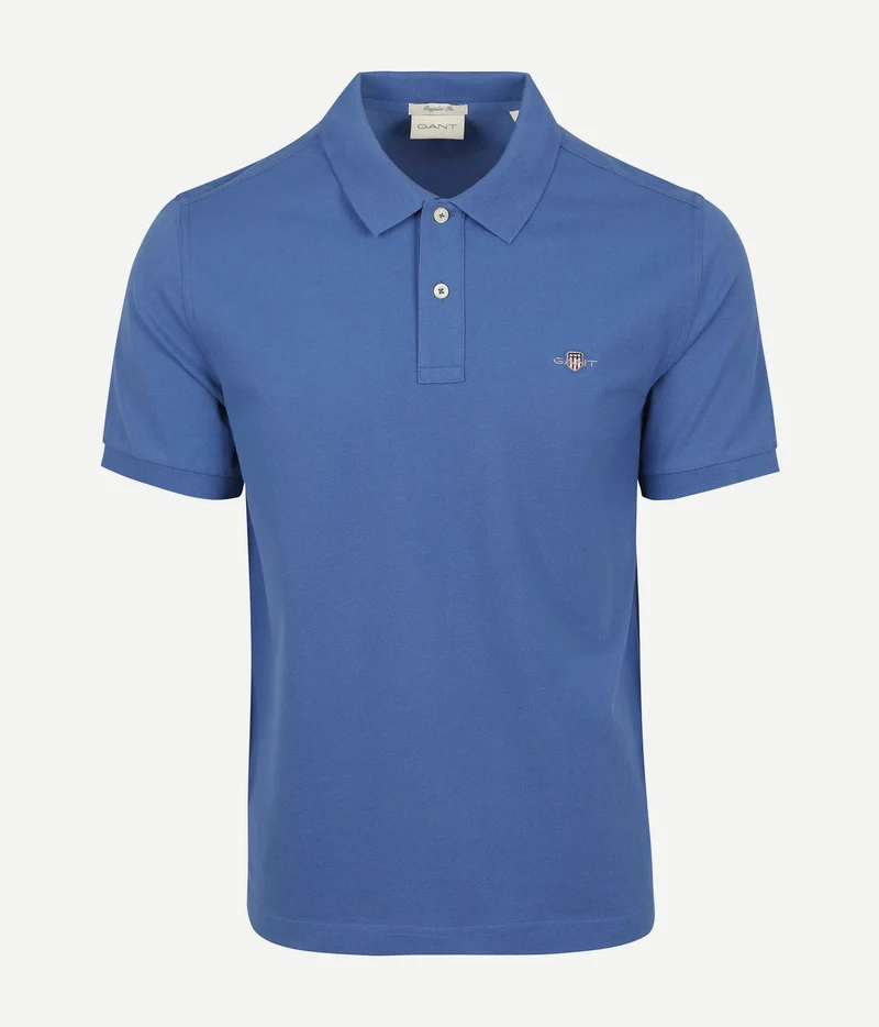 Gant shield piqué poloshirt kobaltblauw | Regular-fit