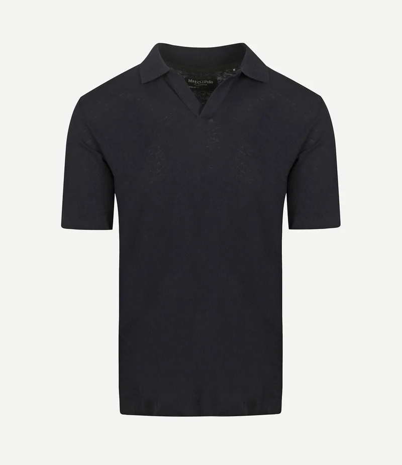 Poloshirt riva linen blend donkerblauw
