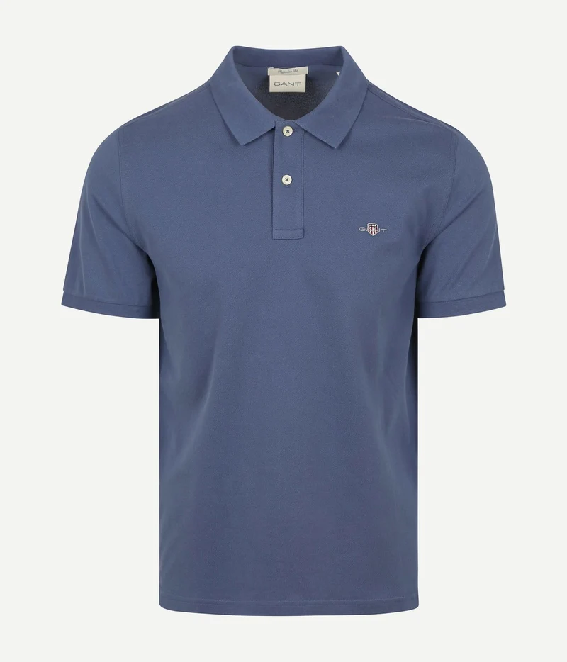 Gant shield piqué poloshirt dusty donkerblauw | Regular-fit