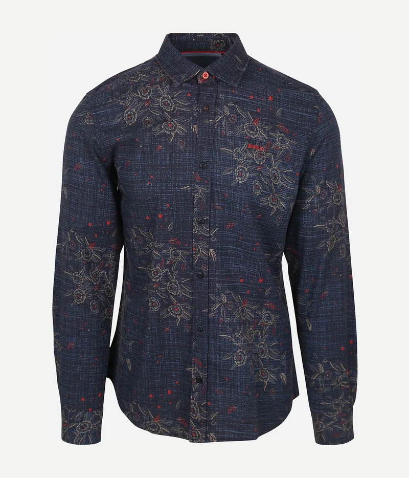Overhemd gunner print donkerblauw