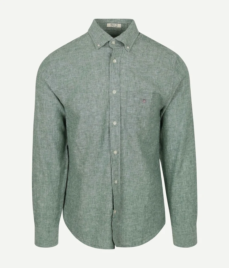 Gant overhemd linnen groen | Regular-fit