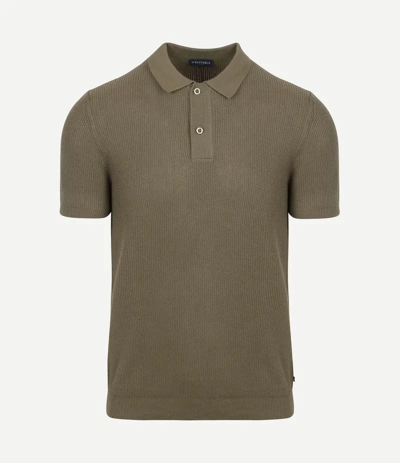 Respect polo structure knit olijfgroen