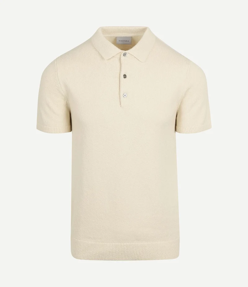 Heavy knitted polo raw ecru