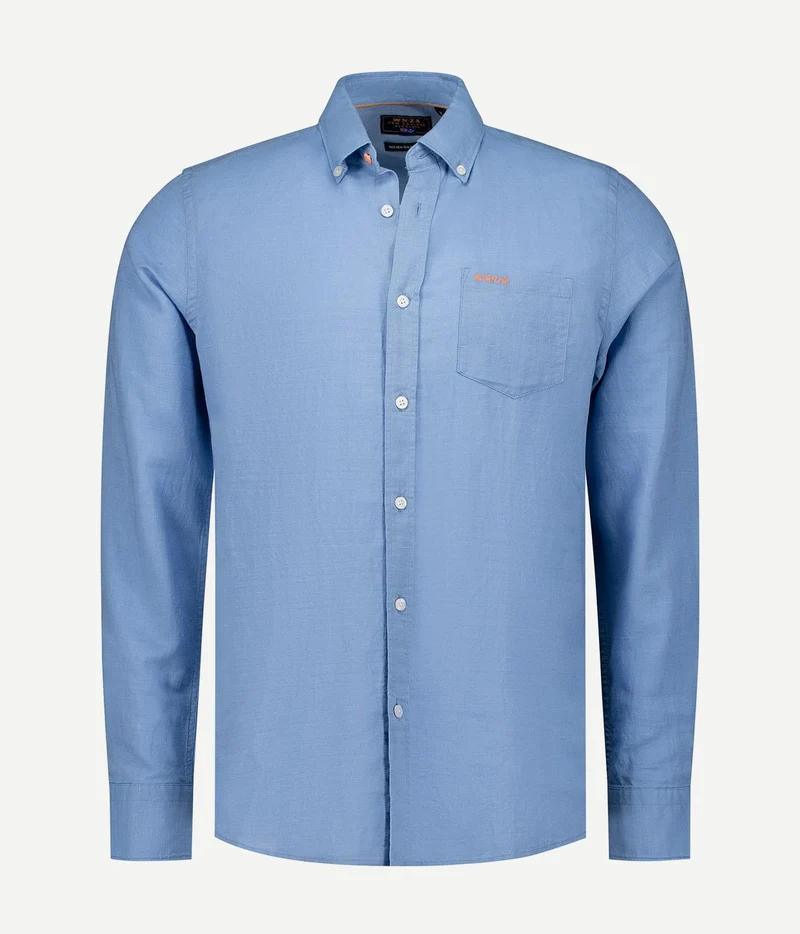 NZA shirt clayton linnen blend pacific blue