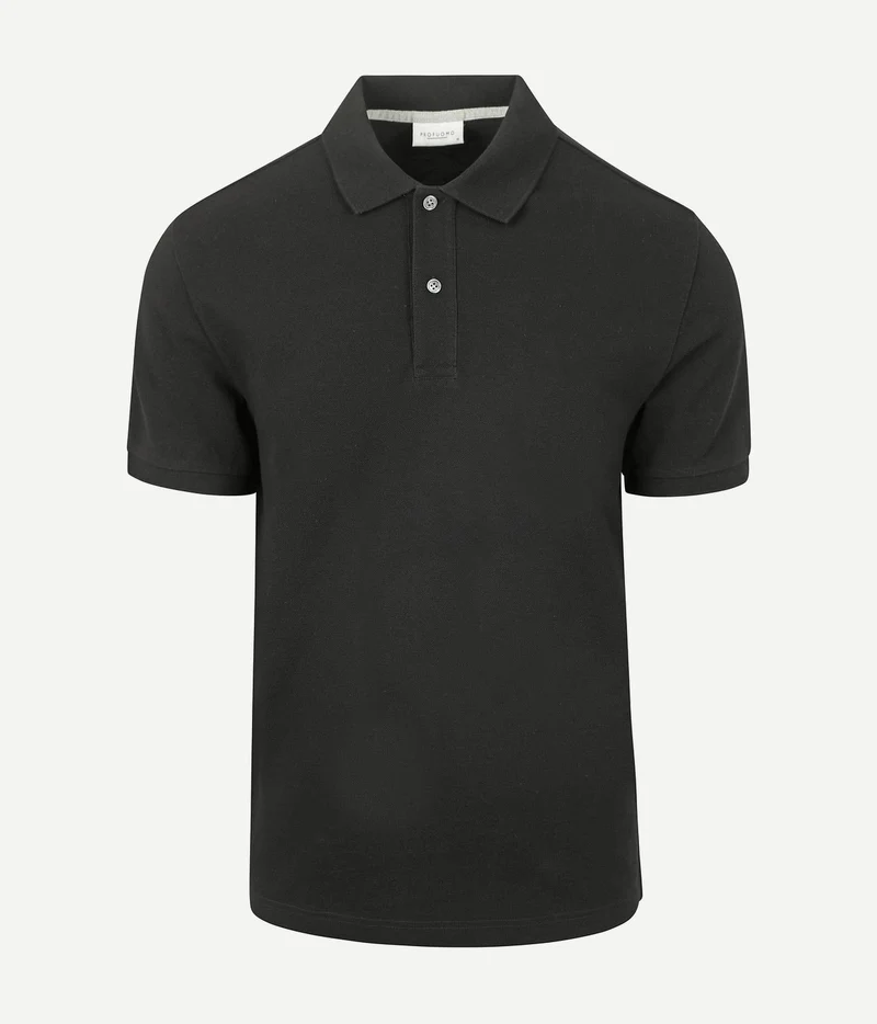 Profuomo piqué poloshirt zwart