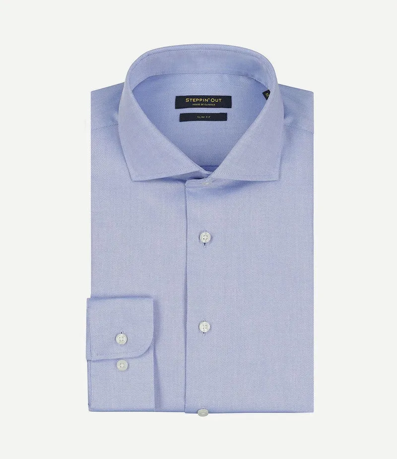 Overhemd slim-fit dobby lichtblauw