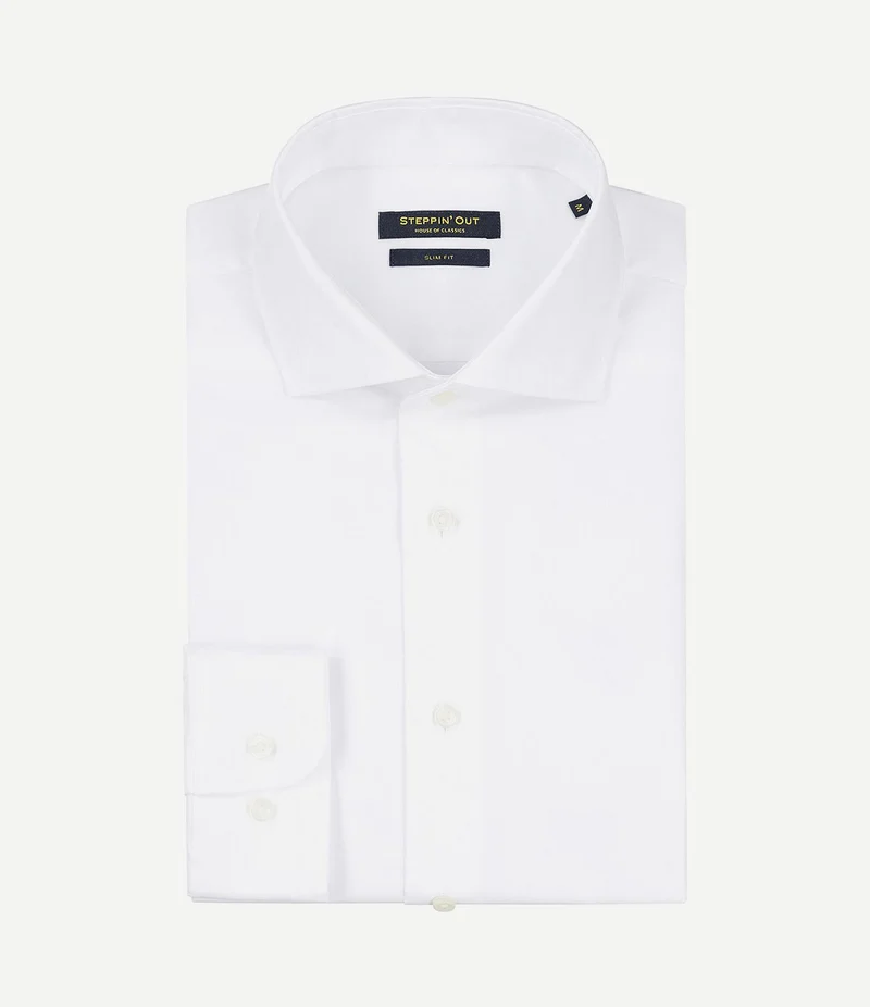 Overhemd slim-fit twill wit