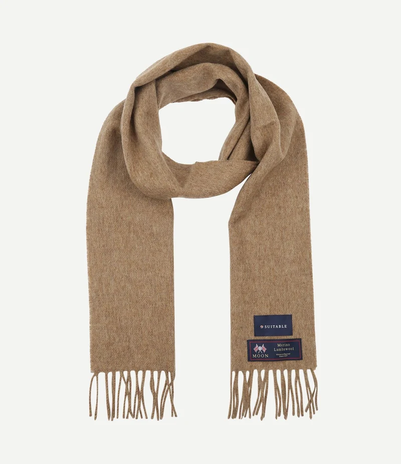Sjaal ruit merino wol beige