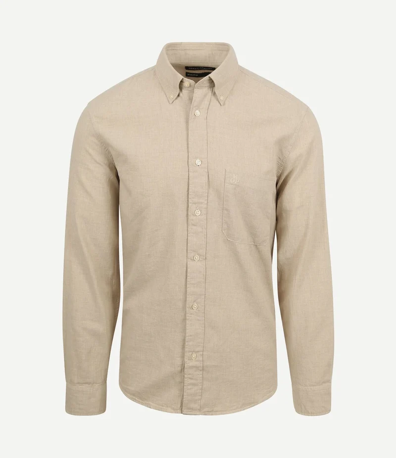 Overhemd twill beige