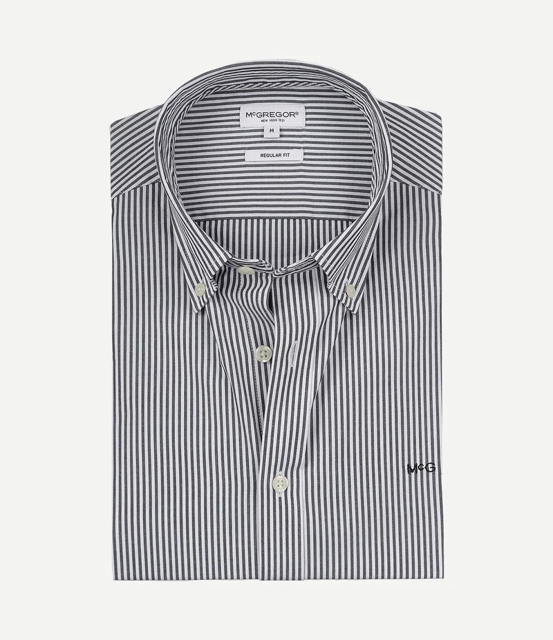 Overhemd poplin streep donkerblauw