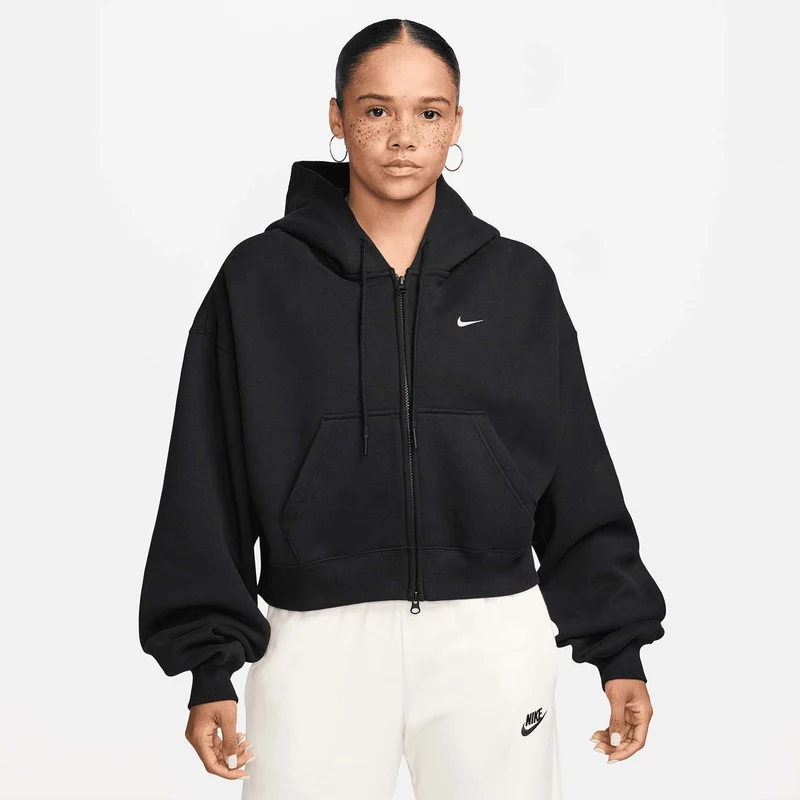 Studio Fleece Oversized Cropped Full-Zip Hoodie