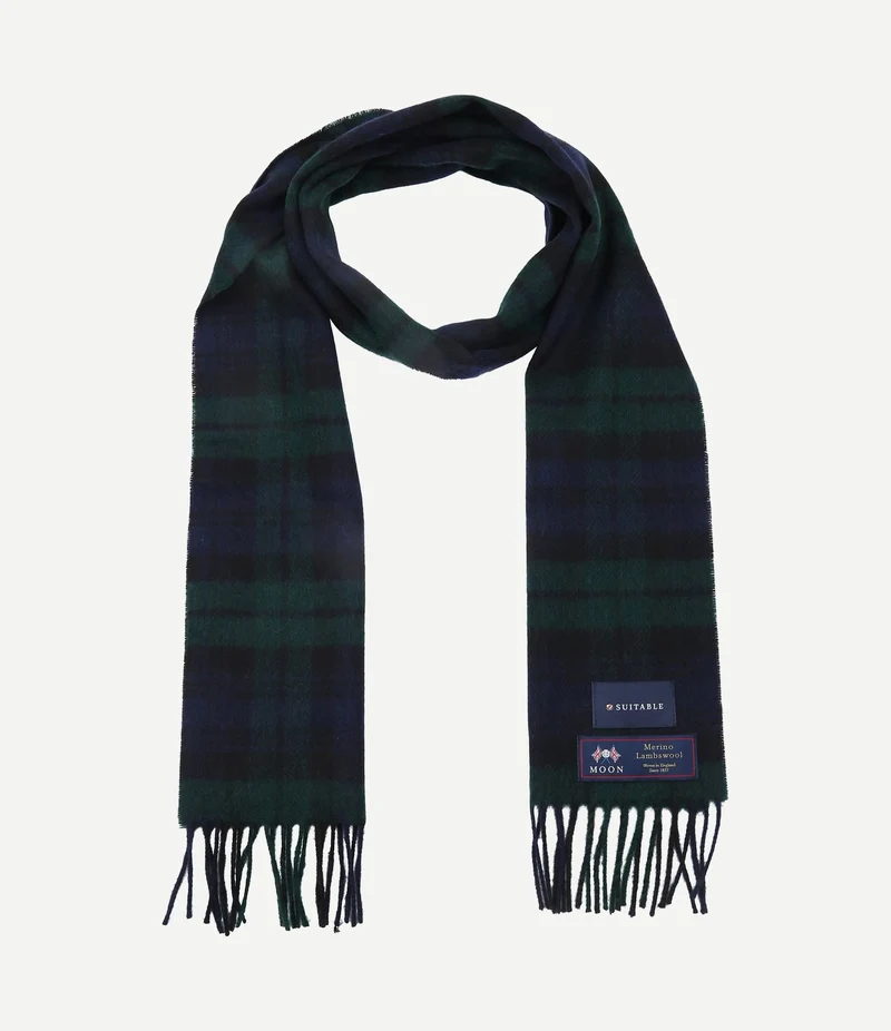 Sjaal ruit merino wol donkerblauw groen