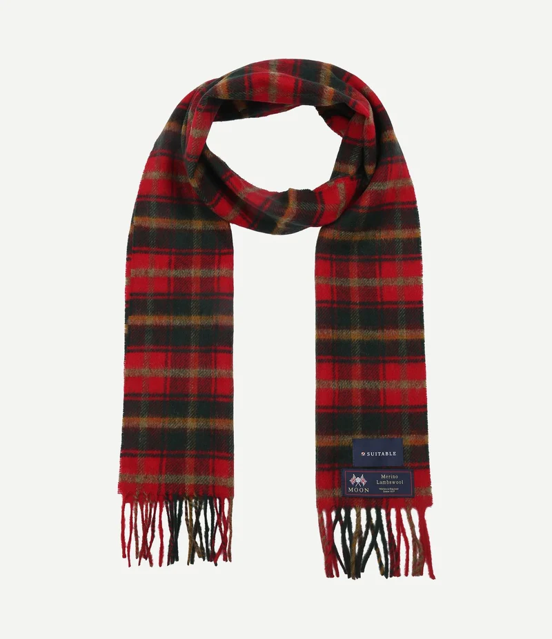 Sjaal ruit merino wol rood