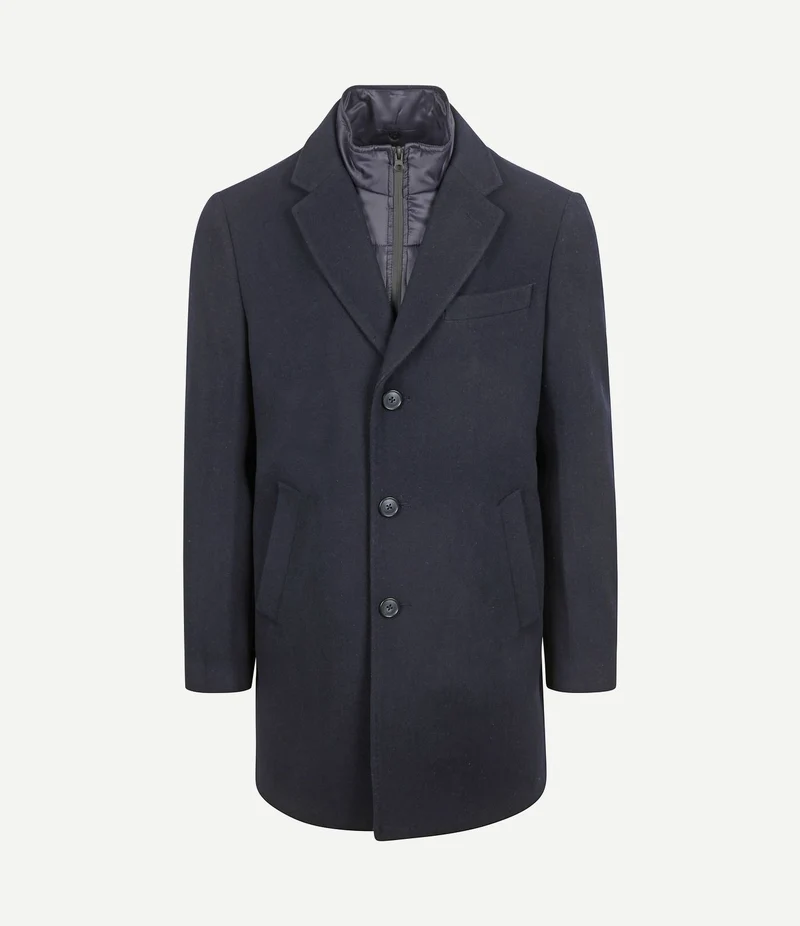 Coat wol twill donkerblauw