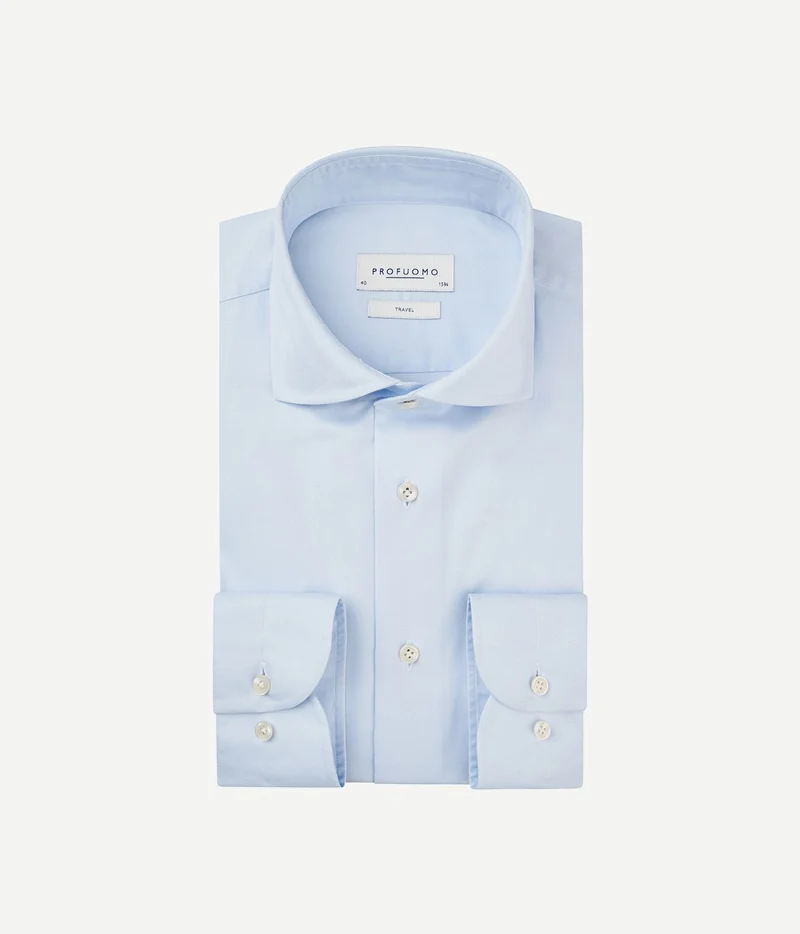 Profuomo sky blue travel shirt blauw