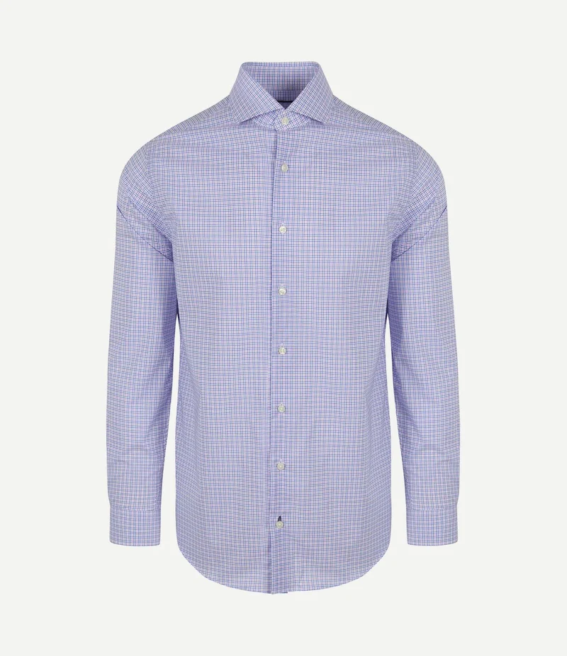 Overhemd ruiten blauw roze