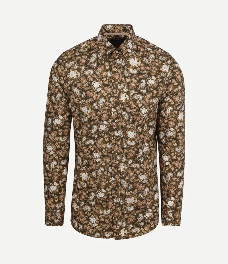 Overhemd paisley groen beige