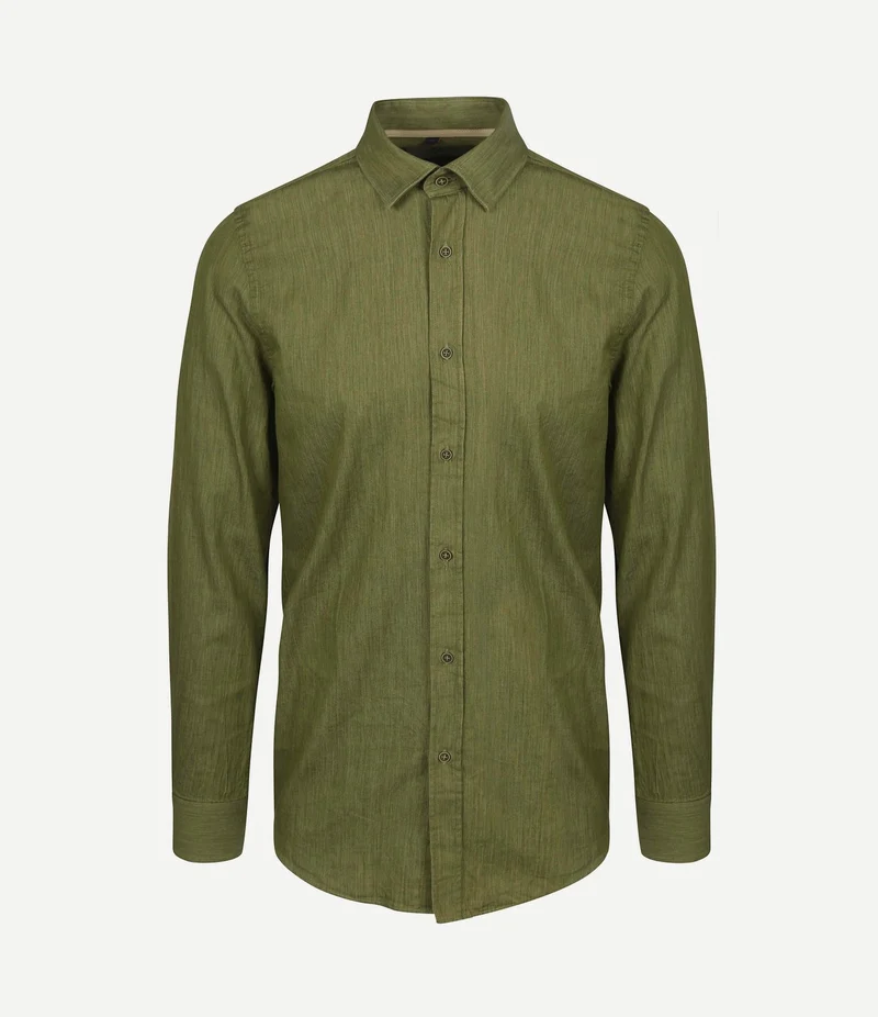 Overhemd washed groen