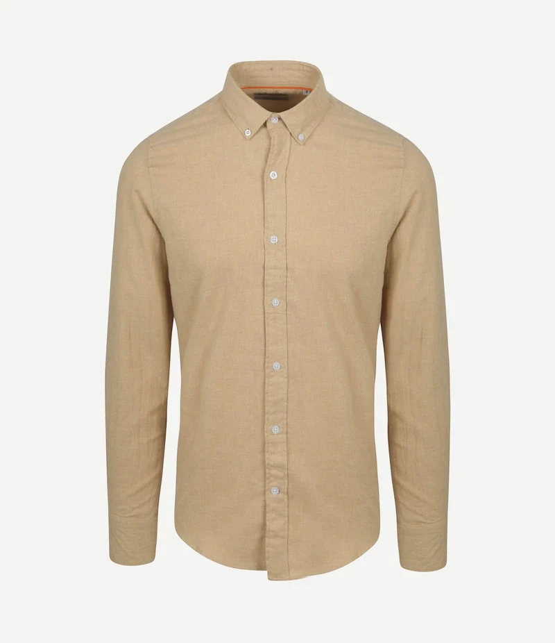 Overhemd flanel beige