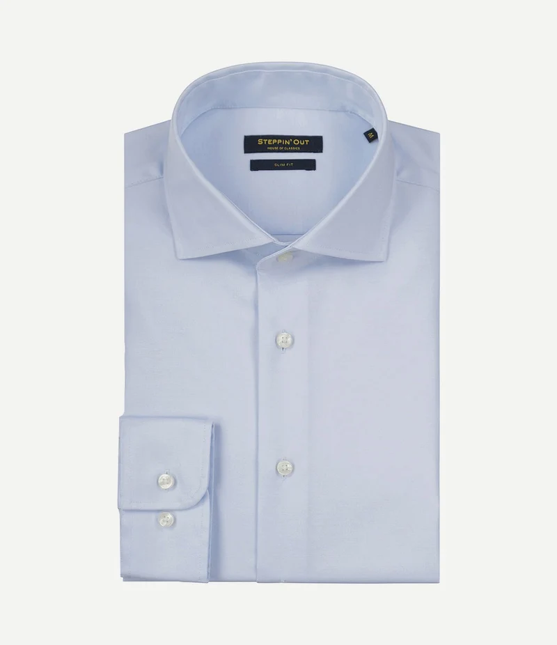 Overhemd slim-fit twill lichtblauw