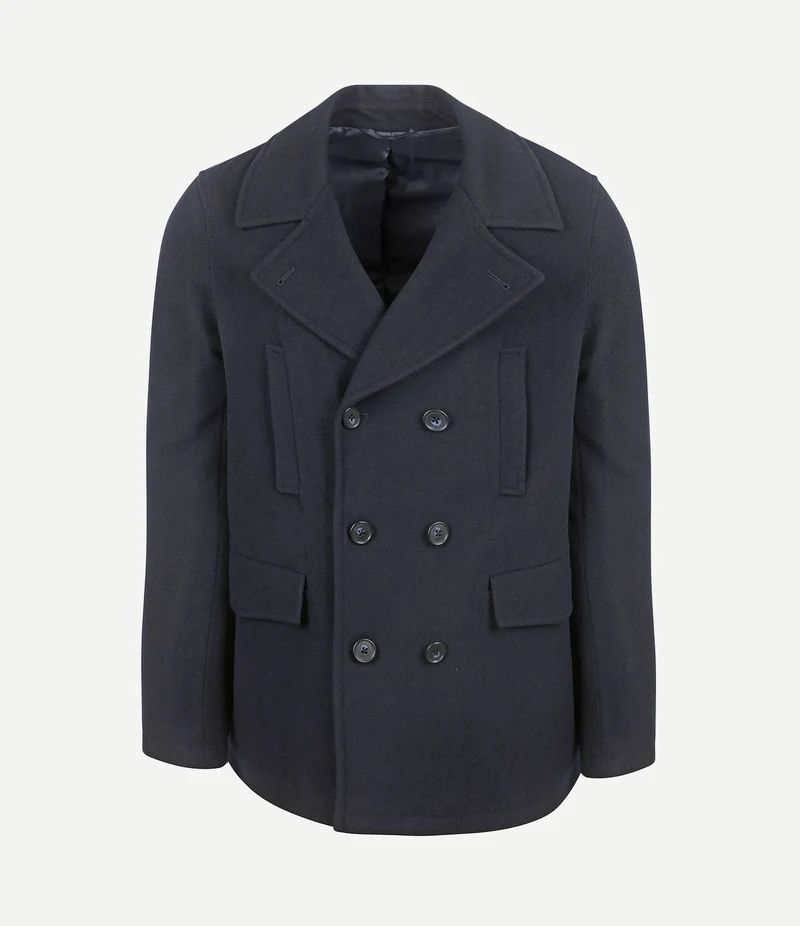 Caban coat wol donkerblauw
