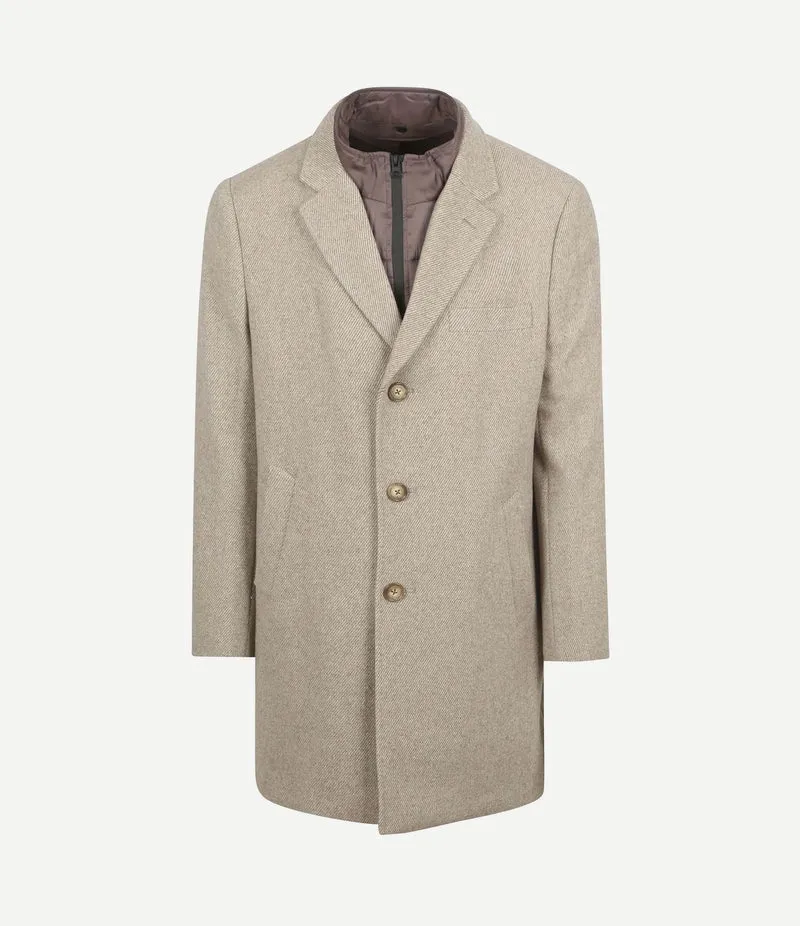Coat wol twill sand