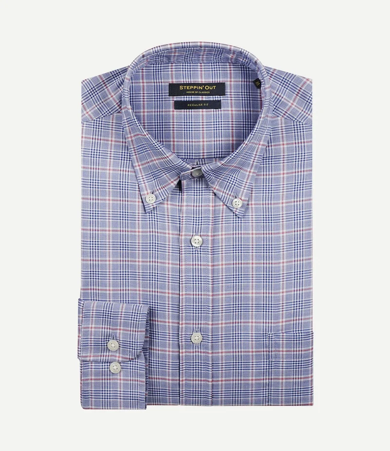 Overhemd ruiten blauw rood