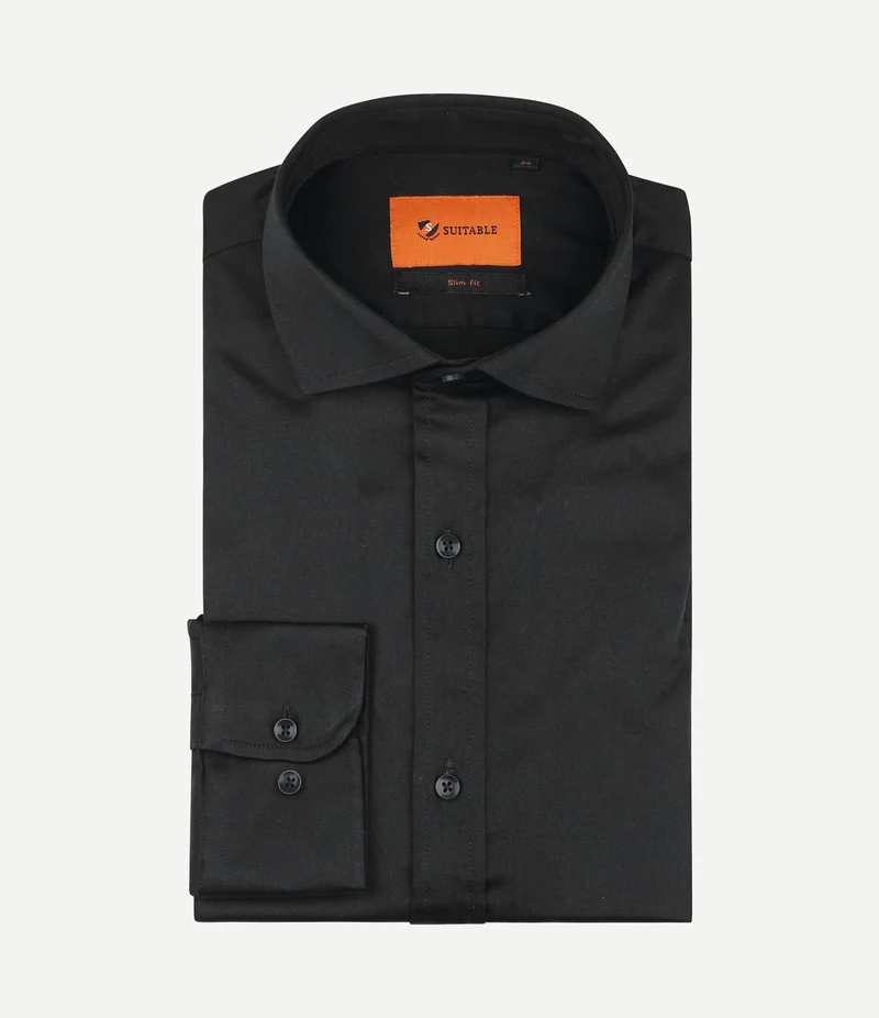 Satin overhemd zwart