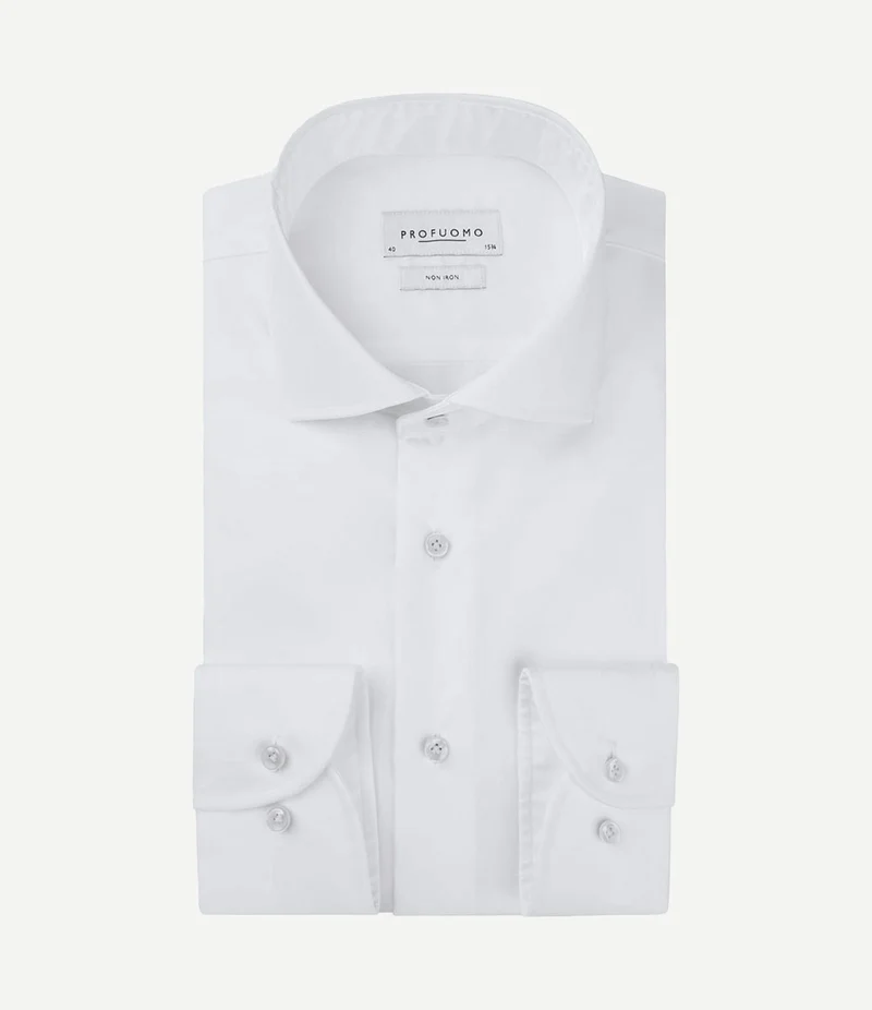 Shirt extra lange mouwen cutaway wit