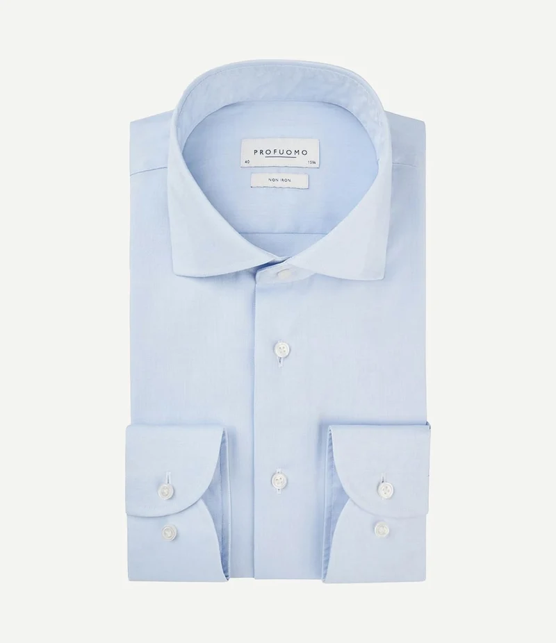 Shirt extra lange mouwen cutaway lichtblauw