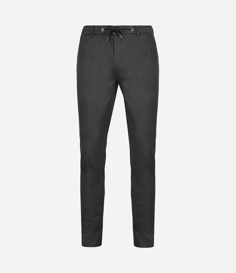 Chino das pied de poule antraciet