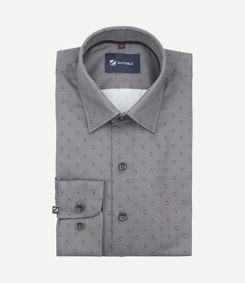 Overhemd paisley antraciet