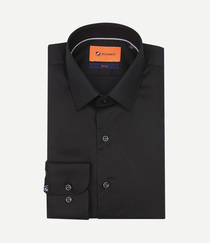 Twill overhemd zwart