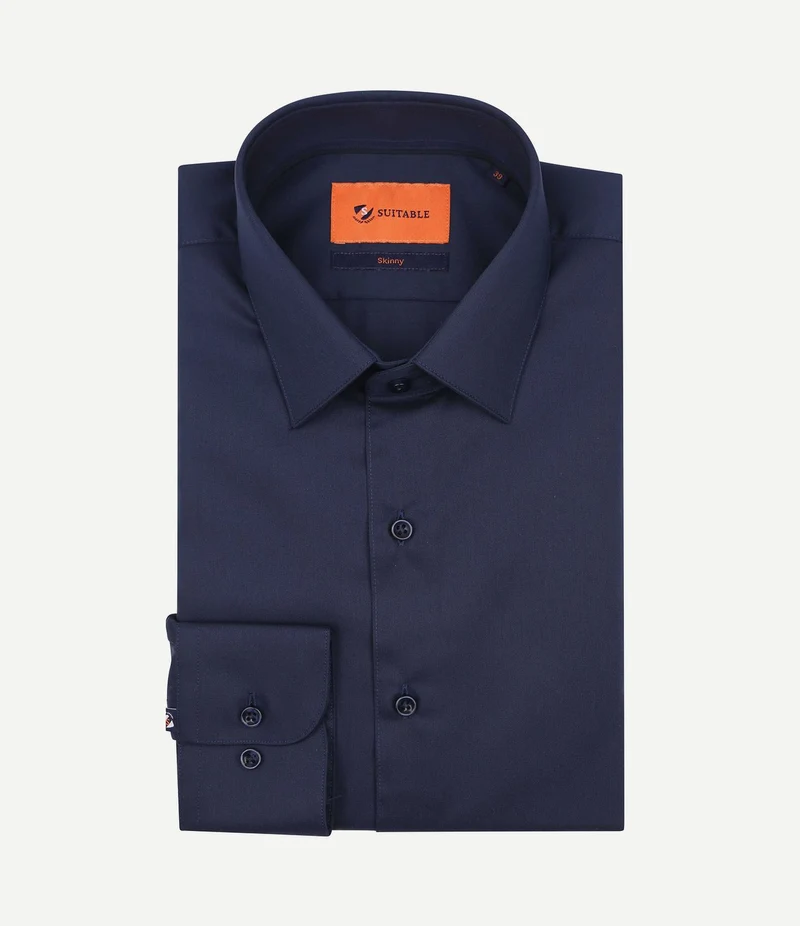 Twill overhemd donkerblauw
