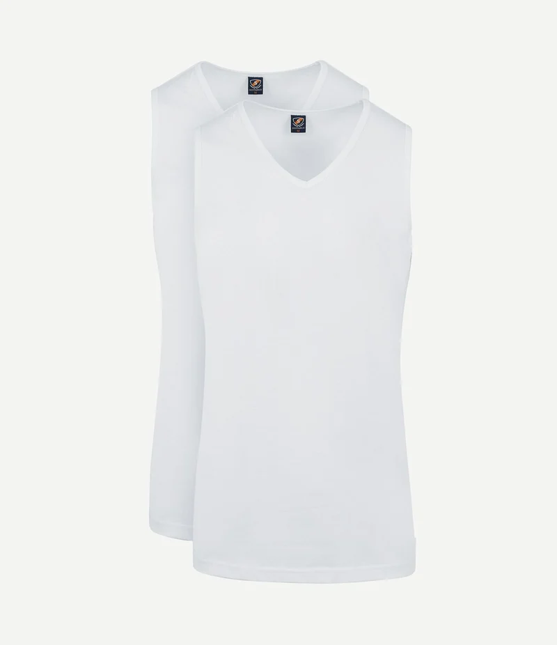 Viless t-shirt mouwloos wit (2-pack)